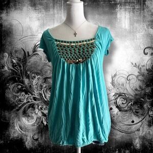 scoop neck dreamy aqua baby blue Y2K retro core babydoll top